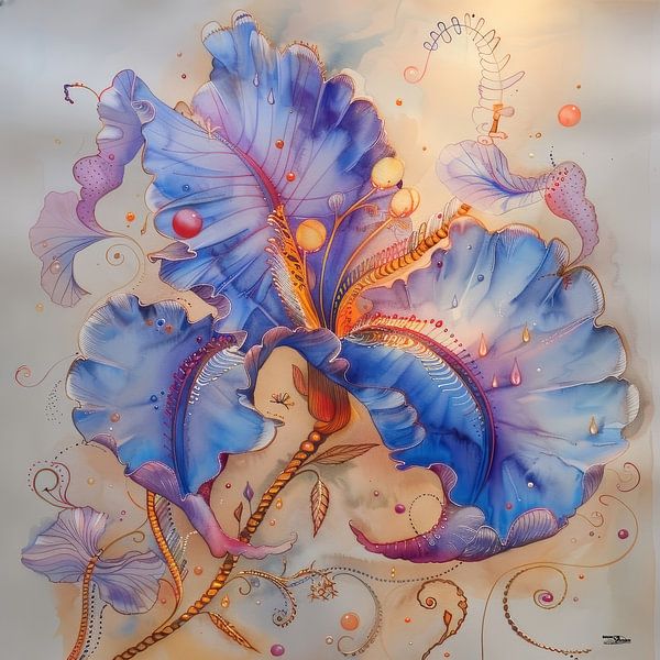 Aquarell einer Blume von Gelissen Artworks