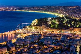 Nice, with the Bay of Angels and the harbour at night by Werner Dieterich