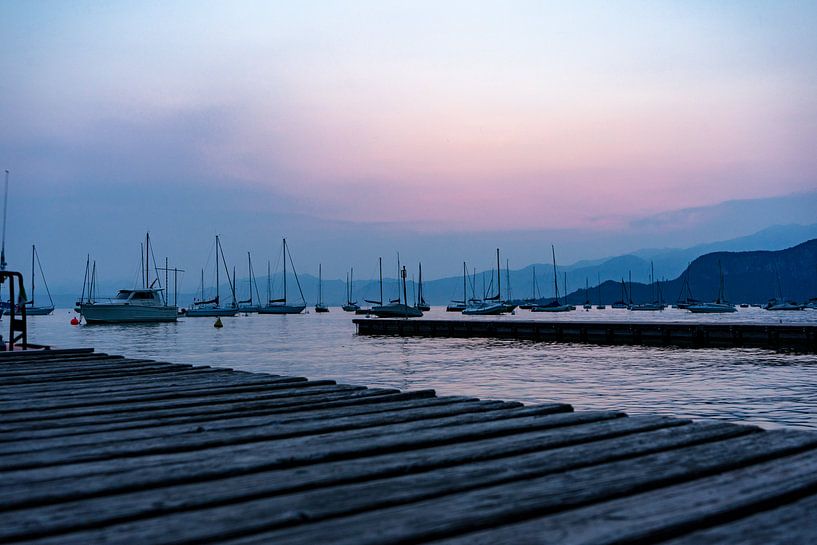 Little port after sunset in Italy by Sander van Driel