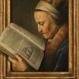 Old Woman Reading by Marja van den Hurk