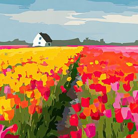 Field of tulips by Vlindertuin-Art