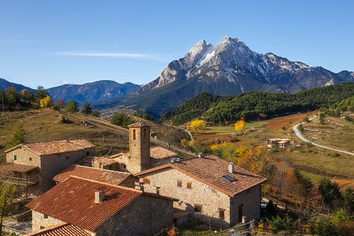 Gisclareny Village and Iconic Pedraforca Mountain on the Backgro