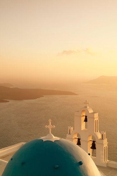 Church at sunset, Santorini, Cyclades, Greece by Markus Lange