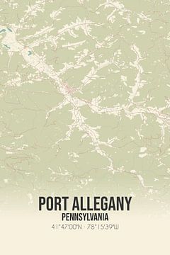 Vintage landkaart van Port Allegany (Pennsylvania), USA. van Rezona