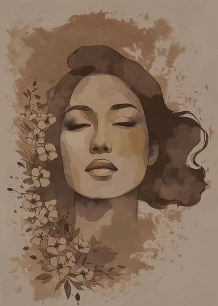 Surréalisme abstrait d'une fille et d'une fleur Minimaliste par MIROKKU