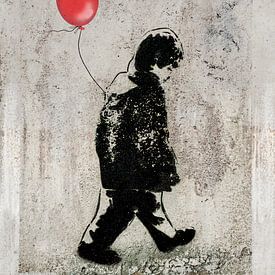 Graffiti Junge mit Luftballon. Urban. von Alie Ekkelenkamp