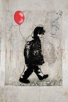 Graffiti Junge mit Luftballon. Urban. von Alie Ekkelenkamp