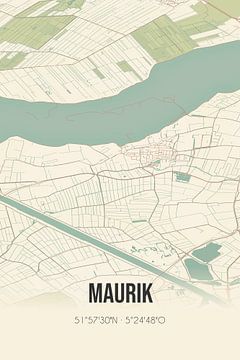Vintage landkaart van Maurik (Gelderland) van MijnStadsPoster
