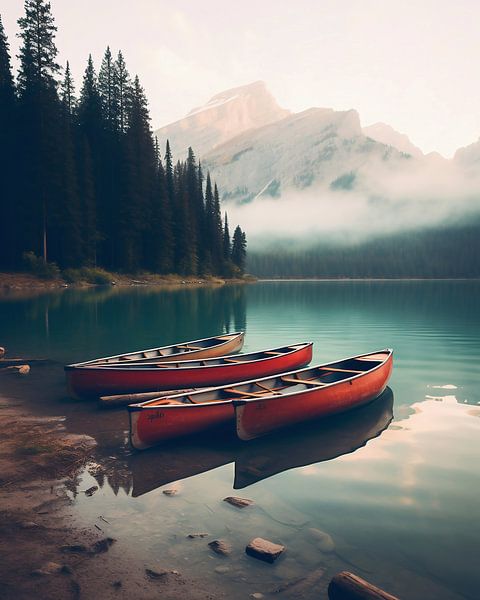 Boote im Bergsee von fernlichtsicht