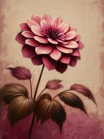 Vintage oudroze Dahlia bloem met neutraal beige achtergrond