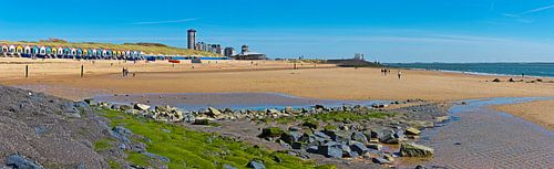 Plage panoramique et cabines de plage Vlissingen
