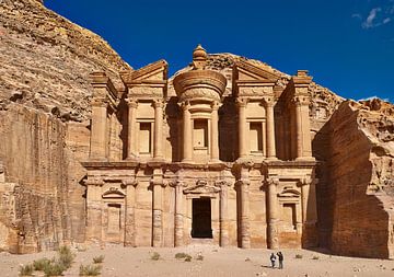 ornate carved rock tomb known as The Monastery El Deir, Petra by Jürgen Ritterbach