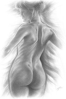 Serenity. Female nude in black and white