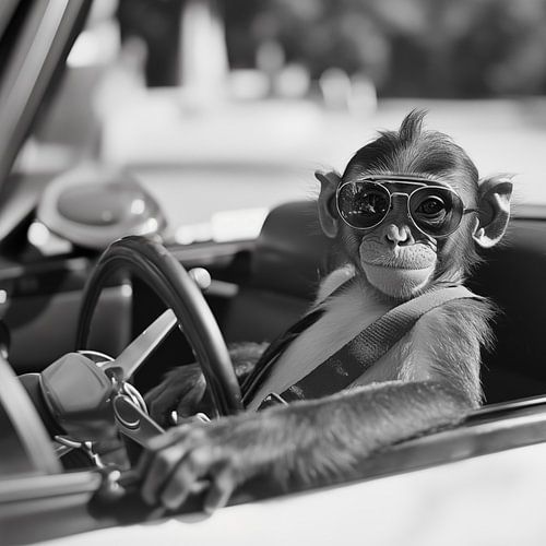 Relaxte aap in cabrio