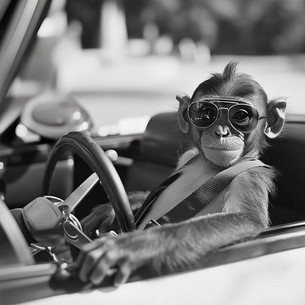 Relaxte aap in cabrio