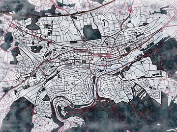 Kaart van Pforzheim in de stijl 'White Winter' van Maporia