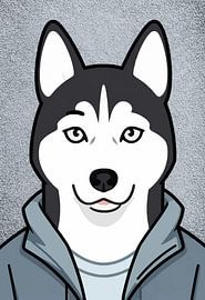 Un husky sibérien décontracté en sweat à capuche - Portrait urbain moderne d'un chien