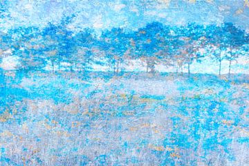 Herfstlandschap met blauwe bomen van Diana Mets