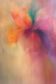 Fleur abstraite moderne aux couleurs pastel et aux accents néon sur Lauri Creates