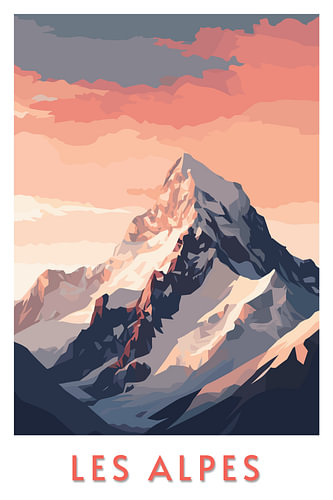 Alpengipfel im rosafarbenen Licht | Poster „Les Alpes“