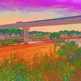 Viaduct over de Loire bij Montlouis sur Loire, Frankrijk. van Han van der Staaij