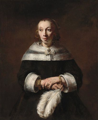 Rembrandt van Rijn, Portret van een dame met een waaier van struisvogelveren, ca. 1658