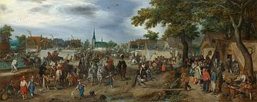 Prins Maurits en Frederik Hendrik op de paardenmarkt van Valkenburg, Adriaen Pietersz. van de Venne