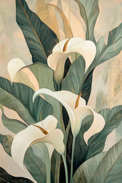 Lelies en bladeren van Poster Art Shop