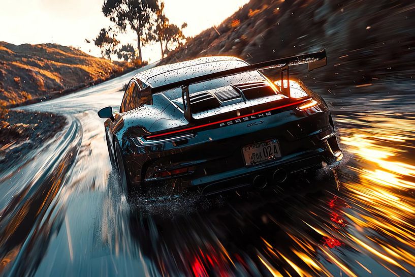 Ein schwarzer Porsche 911 GT3 von PixelPrestige
