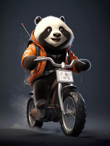 Pandabär auf einem Fahrrad