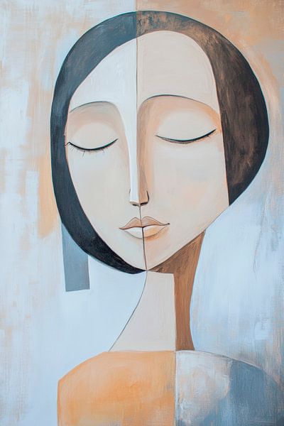 Visage divisé dans des tons de terre doux par Poster Art Shop