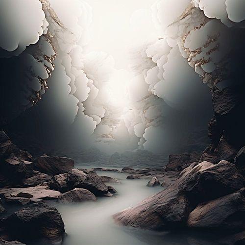 Visual poetry by the water between the rocks