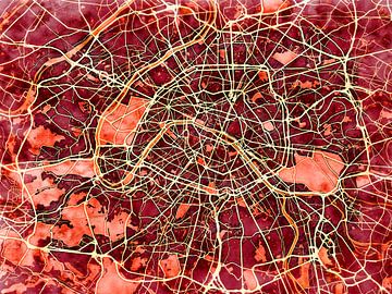 Kaart van Paris hoog in de stijl 'Amber Autumn' van Maporia