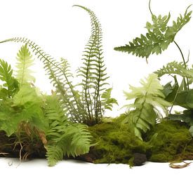 Collection of ferns and moss, isolated on a white background by Animaflora PicsStock