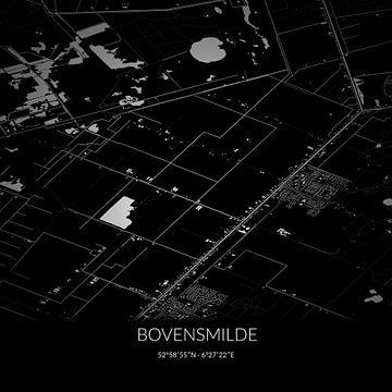 Zwart-witte landkaart van Bovensmilde, Drenthe. van Rezona