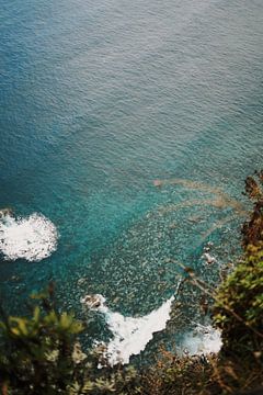 Aqua blue water rock coast Madeira by Dian Schuurkamp
