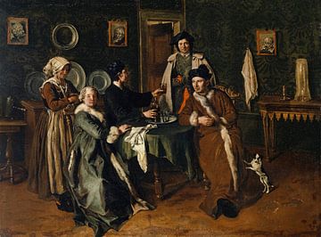 Portret van een familie bijeen rond een tafel, Giacomo Ceruti