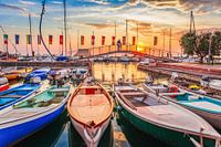Bardolino harbour with sunset
