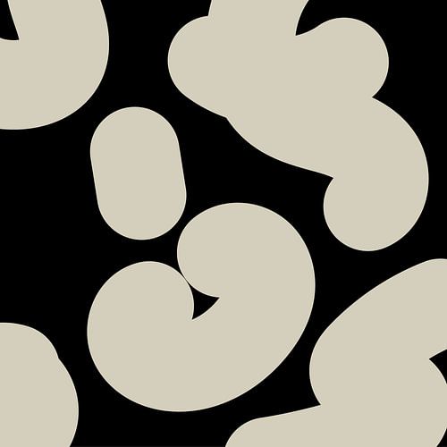 Boho Abstracte Vormen. Wit op zwart nr. 3