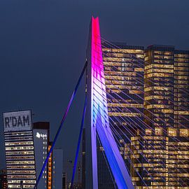 Rotterdam Erasmusbrug close up square by Leon van der Velden