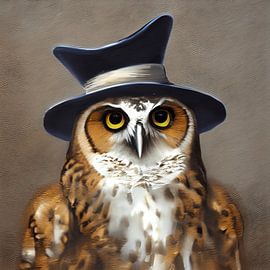Eule mit Hut Gemälde von Laly Laura
