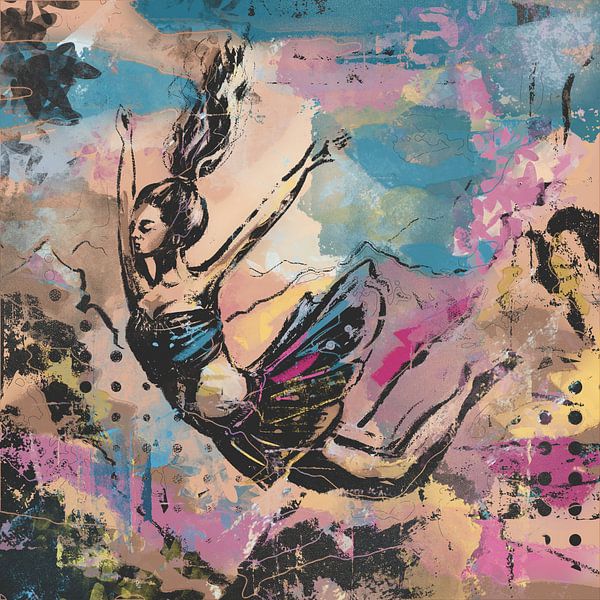Colourful painting - the free fall by Emiel de Lange