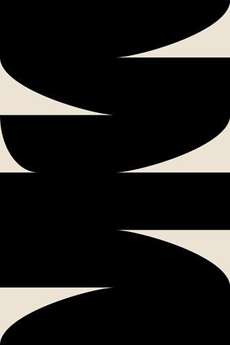 Zwarte Vormen Retro Minimalistische Kunst V