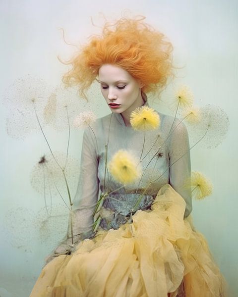 Portrait &quot;Dandelions in pastel colours&quot; by Carla Van Iersel