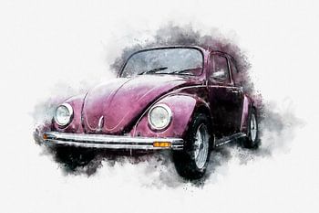 VW Volkswagen Beetle Classic 70s Side Aquarelle