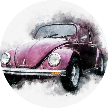 VW Volkswagen Kever Klassiek jaren '70 Waterverf van Andreea Eva Herczegh