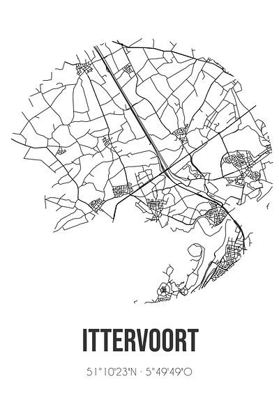 Ittervoort (Limburg) | Map | Black and white by Prints of Place