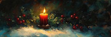 Christmas candle | Red Christmas candle by Wonderful Art