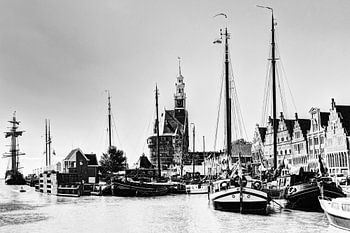 Port de Hoorn Hollande du Nord Pays-Bas Noir et blanc