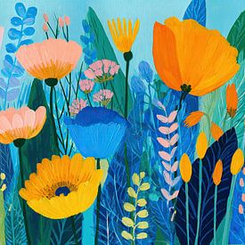 Leuchtende Blumen in Blau von Blumen Studio